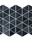 Arleta Glossy Ceramic Dark Navy Blue Triangle Mosaic Tile - TileBuys