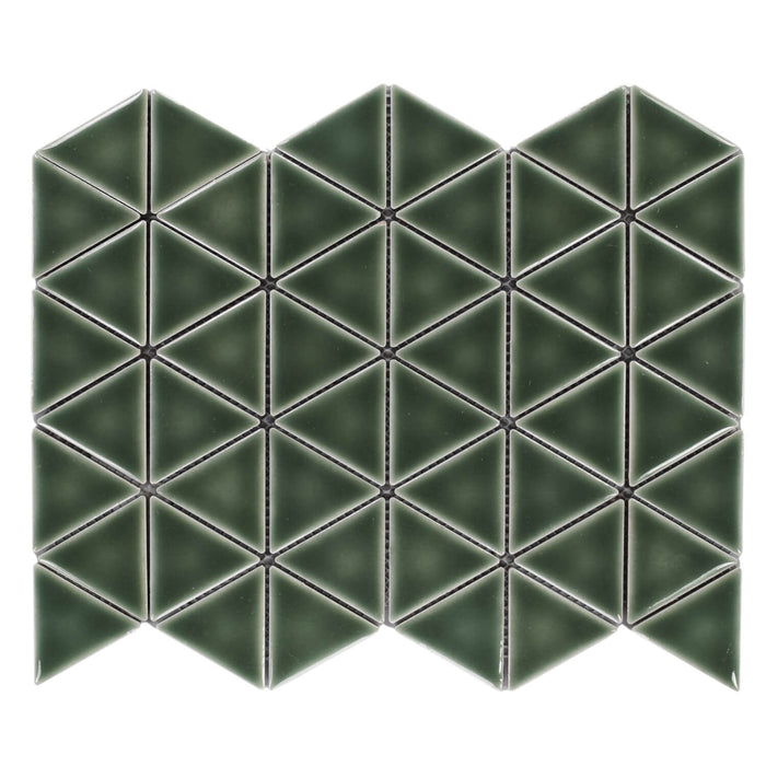 Forest Green Ceramic Triangle Mosaic Tile