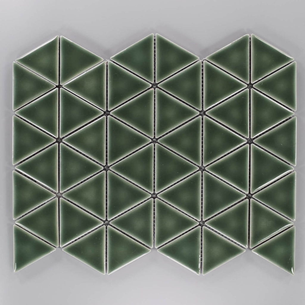 Forest Green Ceramic Triangle Mosaic Tile