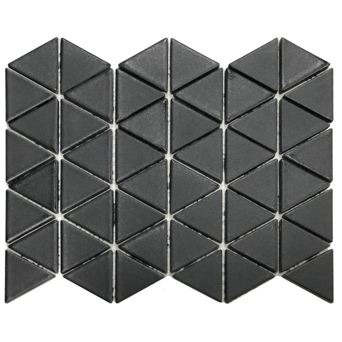 Matte Black Ceramic Triangle Mosaic Tile