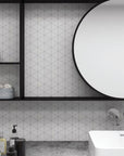 White Ceramic Triangle Mosaic Tile Backsplash
