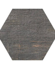 Closeup of Distressed Wood Look Ash Gray Hexagon Porcelain Tile