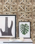 Athens, Oak & Nero Marble Mosaic Tile - Wooden Weave - TileBuys