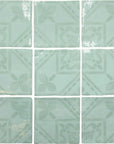 Azulejo Deco 5 x 5 Tile in Glossy Aqua Ceramic - TileBuys