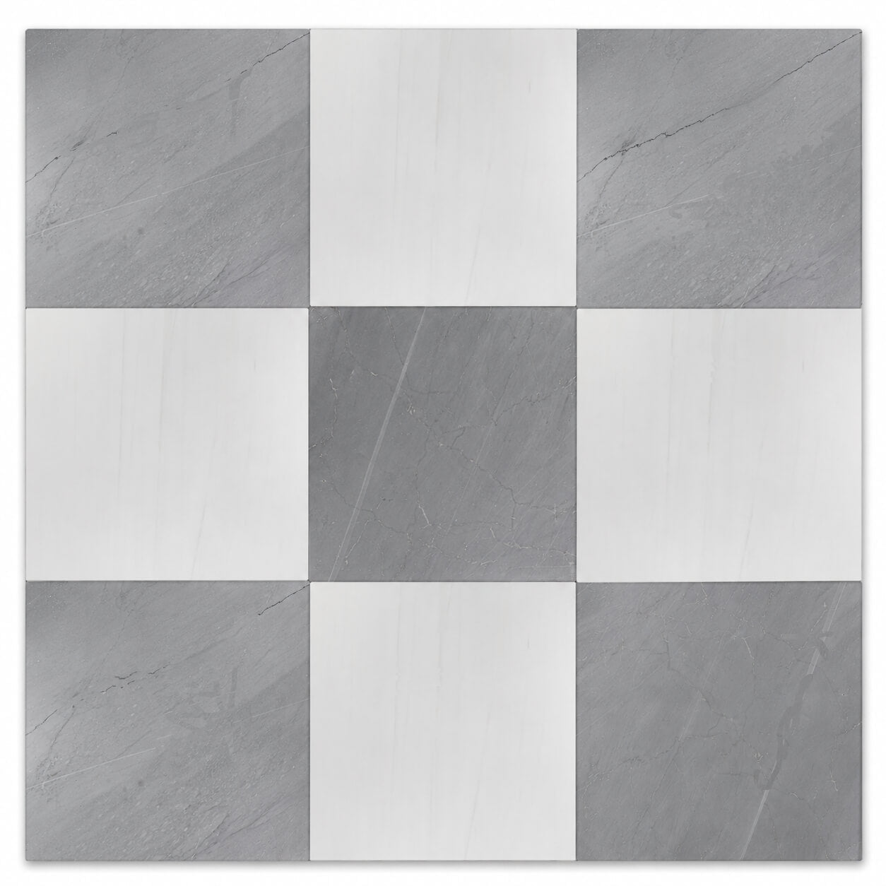 Bardiglio and Dolomite 12x12 Checkerboard Tiles