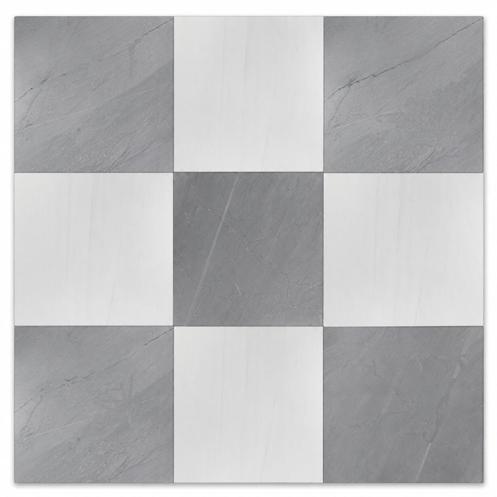 Bardiglio and Dolomite 12x12 Checkerboard Tiles