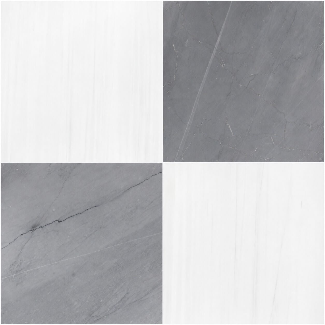 Bardiglio Marble and Dolomite 12x12 Checkerboard Tiles