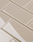 Beige Block Glass 3x6" Subway Tile - TileBuys
