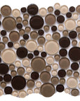 Beige & Brown Glass Mosaic Penny Circle Round Tile - TileBuys