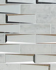 Bianco Carrara Marble and 3D Glass Subway Mosaic Tile