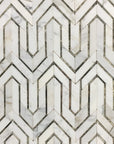 Bianco Carrara Marble and Antique Mirror Glass Waterjet Mosaic Tile in Greek Key - TileBuys