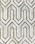 Bianco Carrara Marble and Antique Mirror Glass Waterjet Mosaic Tile in Greek Key - TileBuys