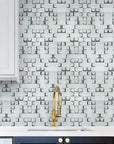 Bianco Carrara Marble and Glass Modern Cube 3D Mosaic Tile Kitchen Backsplash