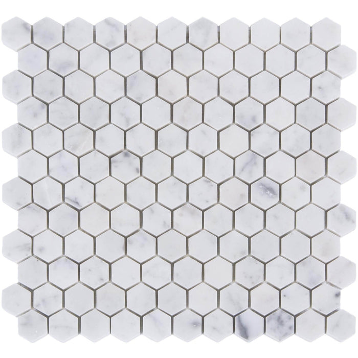 Bianco Carrara Marble 1" Hexagons Mosaic Tile
