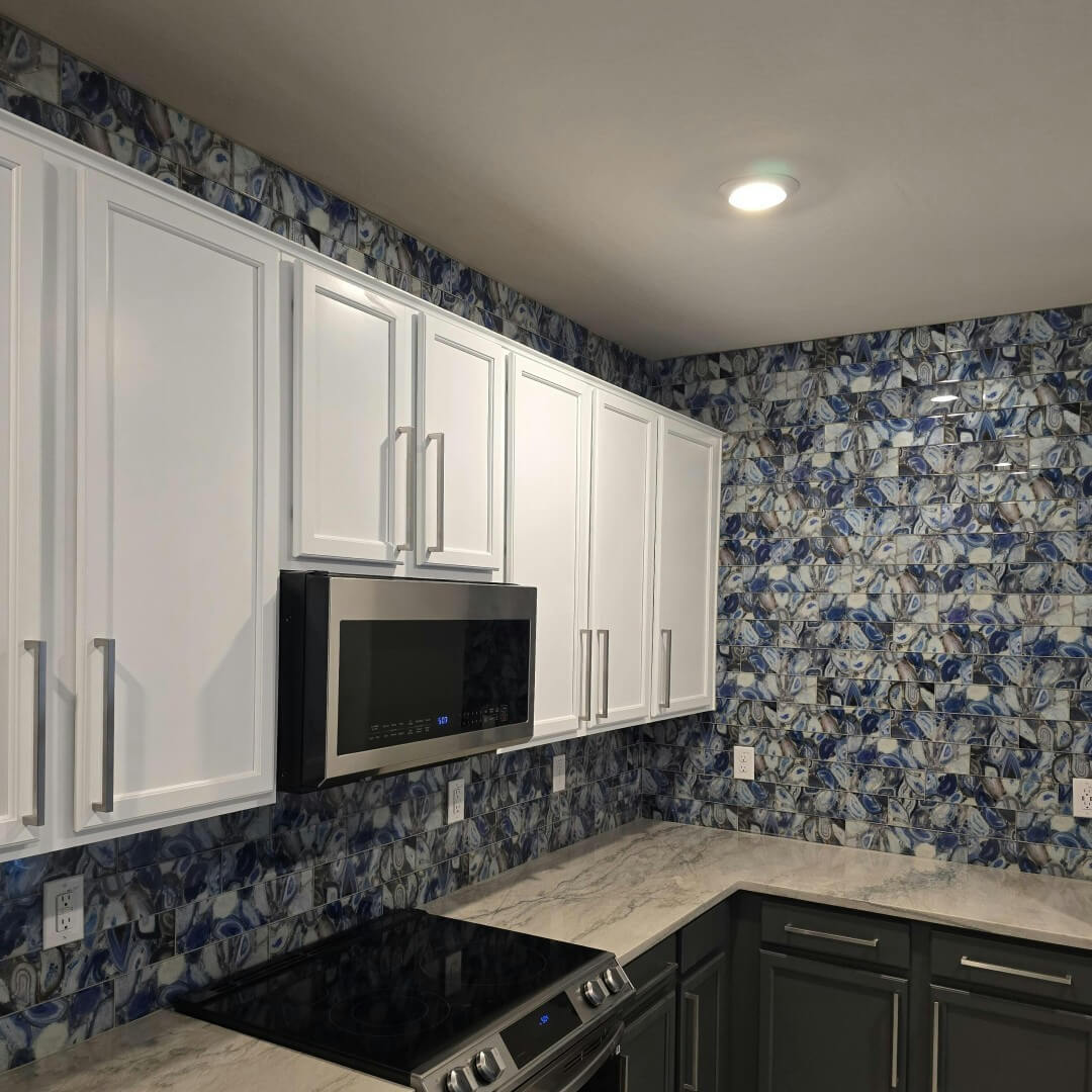 Blue Agate Inkjet Glass 4x16 Subway Tile - TileBuys