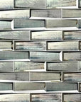 Blue - Gray Wood Grain Glass 3D Subway Mosaic Tile - TileBuys