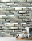 Blue - Gray Wood Grain Glass 3D Subway Mosaic Tile - TileBuys