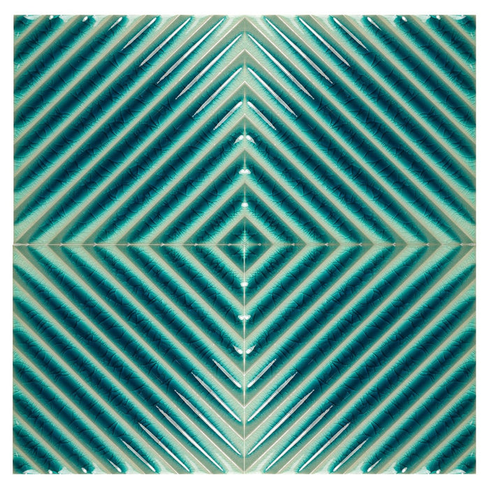 Blue Green Crackle Porcelain Textured Line Pattern 5x5 Tile - TileBuys