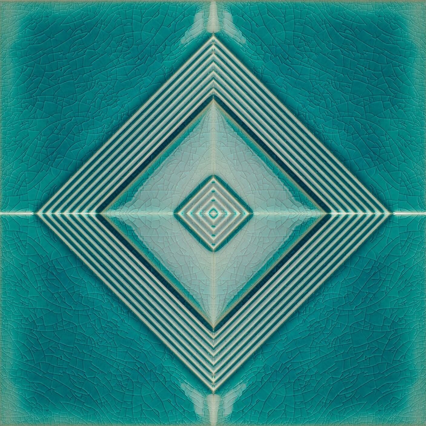 Blue Green Diamond Crackle Porcelain Tile