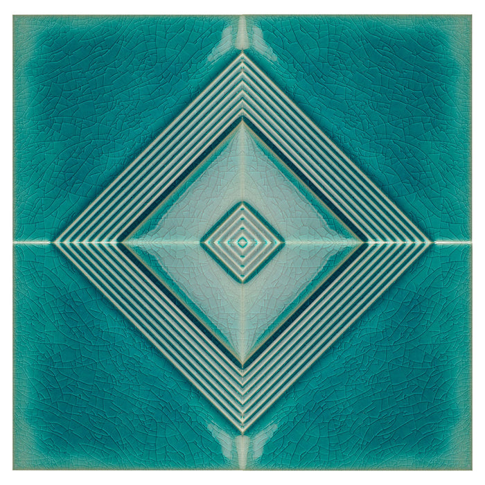 Blue Green Porcelain Textured Diamond Pattern 5x5 Tile