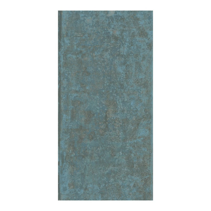 Distressed Metal Look 18x36" Porcelain Tile in Blue Grunge