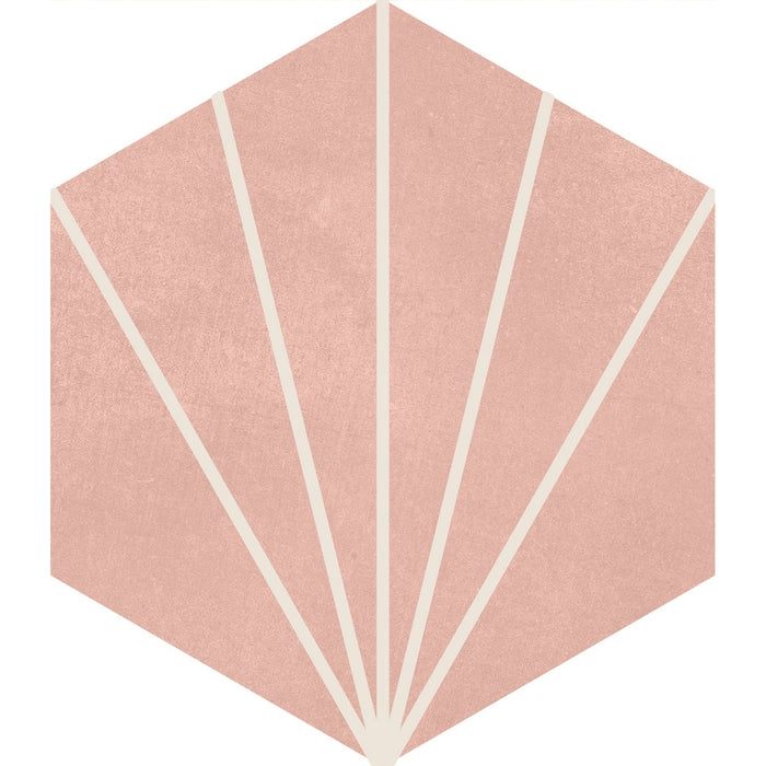 Starline Pattern Hexagon Porcelain Tiles in Blush Pink