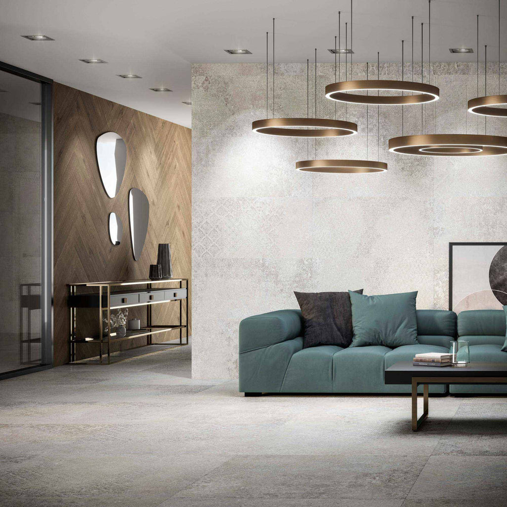 Boho Ivory Sand Porcelain 24 inch x 24 inch Tiled Wall and Floors