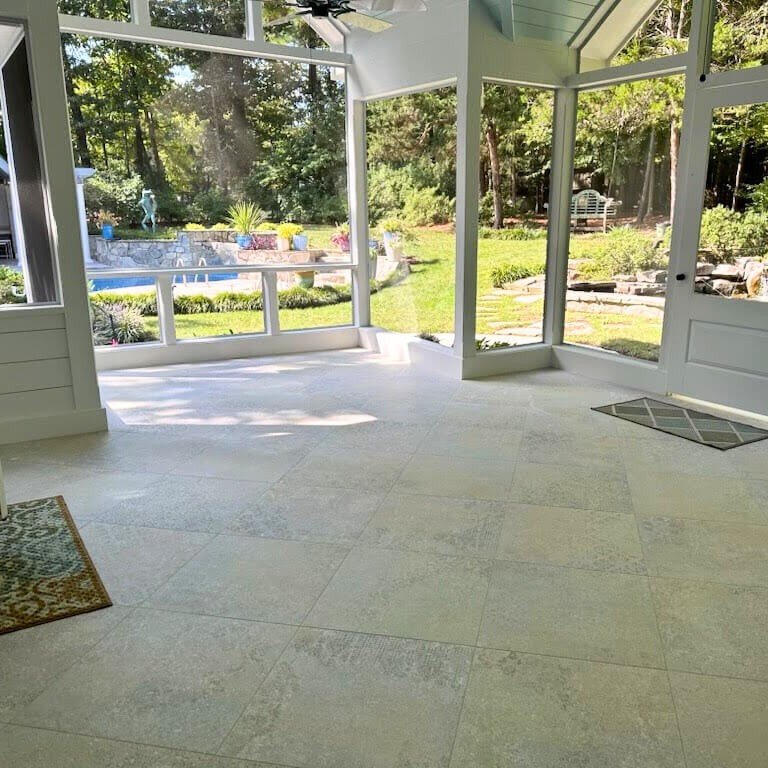 Sunroom with Bohemian Porcelain Tile Floor