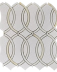 Calacatta and Thassos Marble Waterjet Mosaic Tile in Interlocked Ovals - TileBuys
