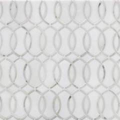 Calacatta and Thassos Marble Waterjet Mosaic Tile in Interlocked Ovals - TileBuys