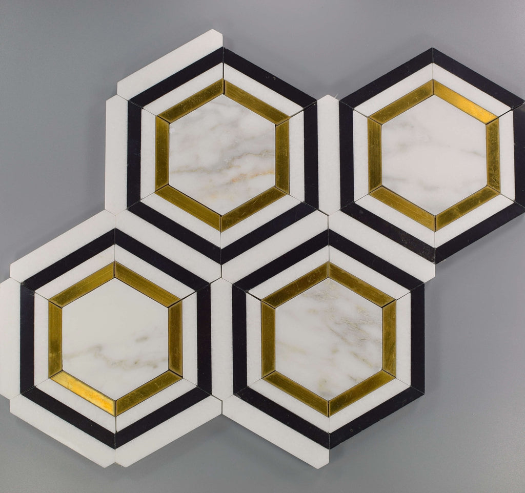 Inlaid Hexagons Mosaic Tile
