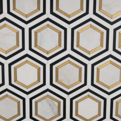 Black and Gold and White Hexagon Tile