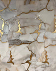 Calacatta Gold Marble and Brass Waterjet Mosaic Tile in Geode