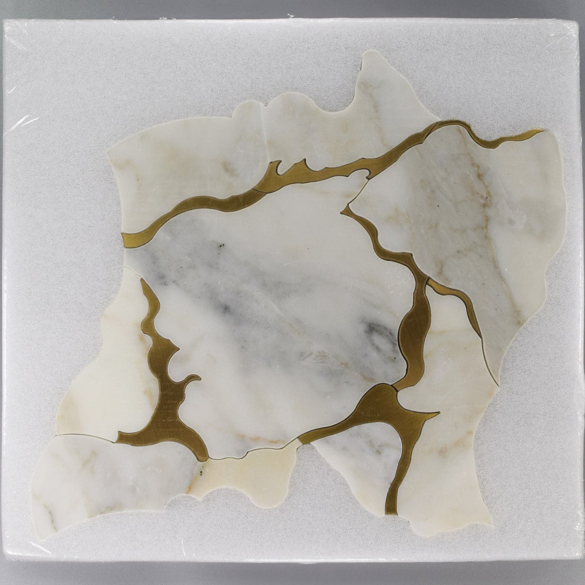 Calacatta Gold &amp; Brass Waterjet Mosaic Tile in Geode | TileBuys