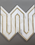 Calacatta Gold Marble and Gold Metal Waterjet Mosaic Tile in Greek Key Meandros - TileBuys