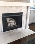 Fireplace with Calacatta Marble Arabesque Tile Surround
