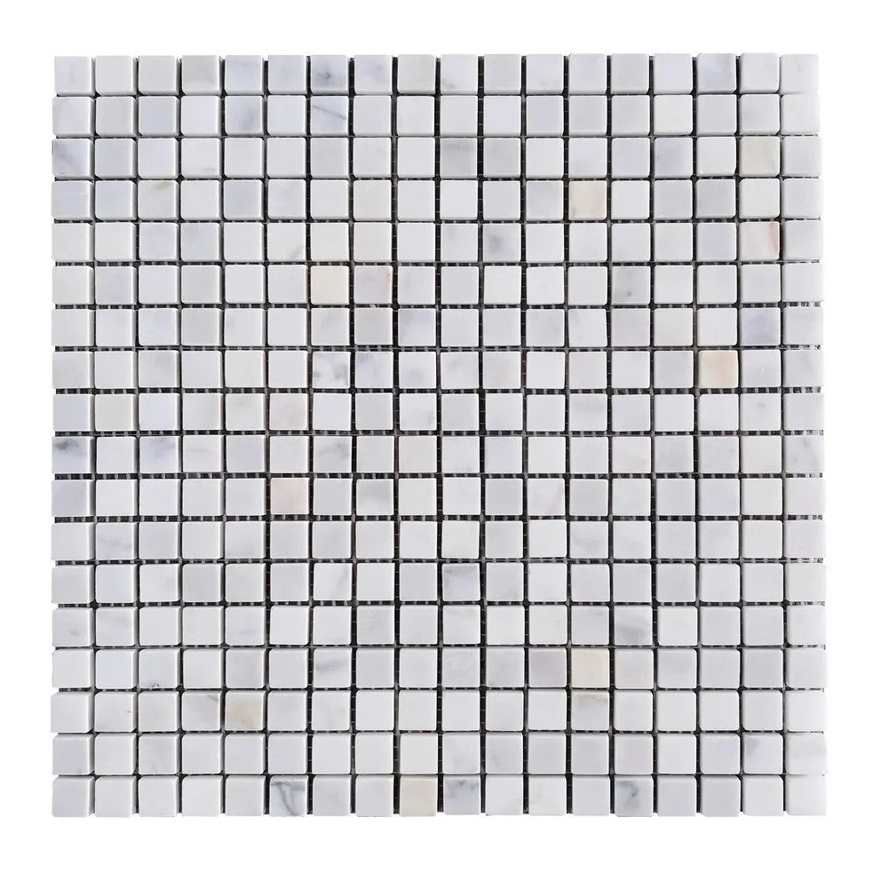 Calacatta Marble Mosaic Tile - 5/8" Squares - Polished - TileBuys