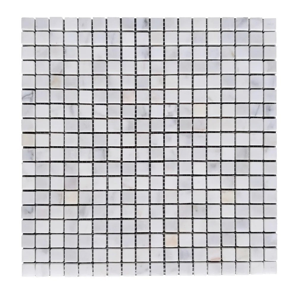 Calacatta Marble Mosaic Tile - 5/8" Squares - Polished - TileBuys