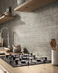 Cappuccino Brown Fabric Look 12x24 Porcelain Tile Kitchen Backsplash