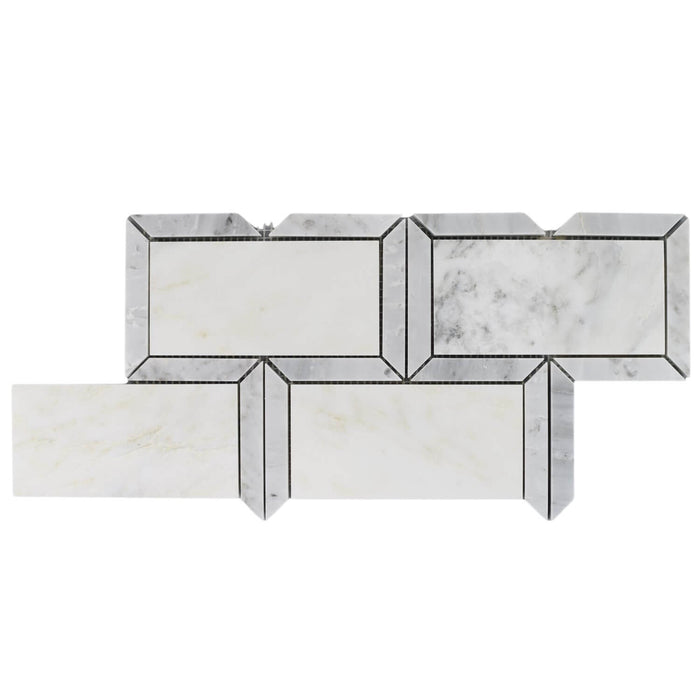 Carrara Marble Subway Mosaic Tile with Border