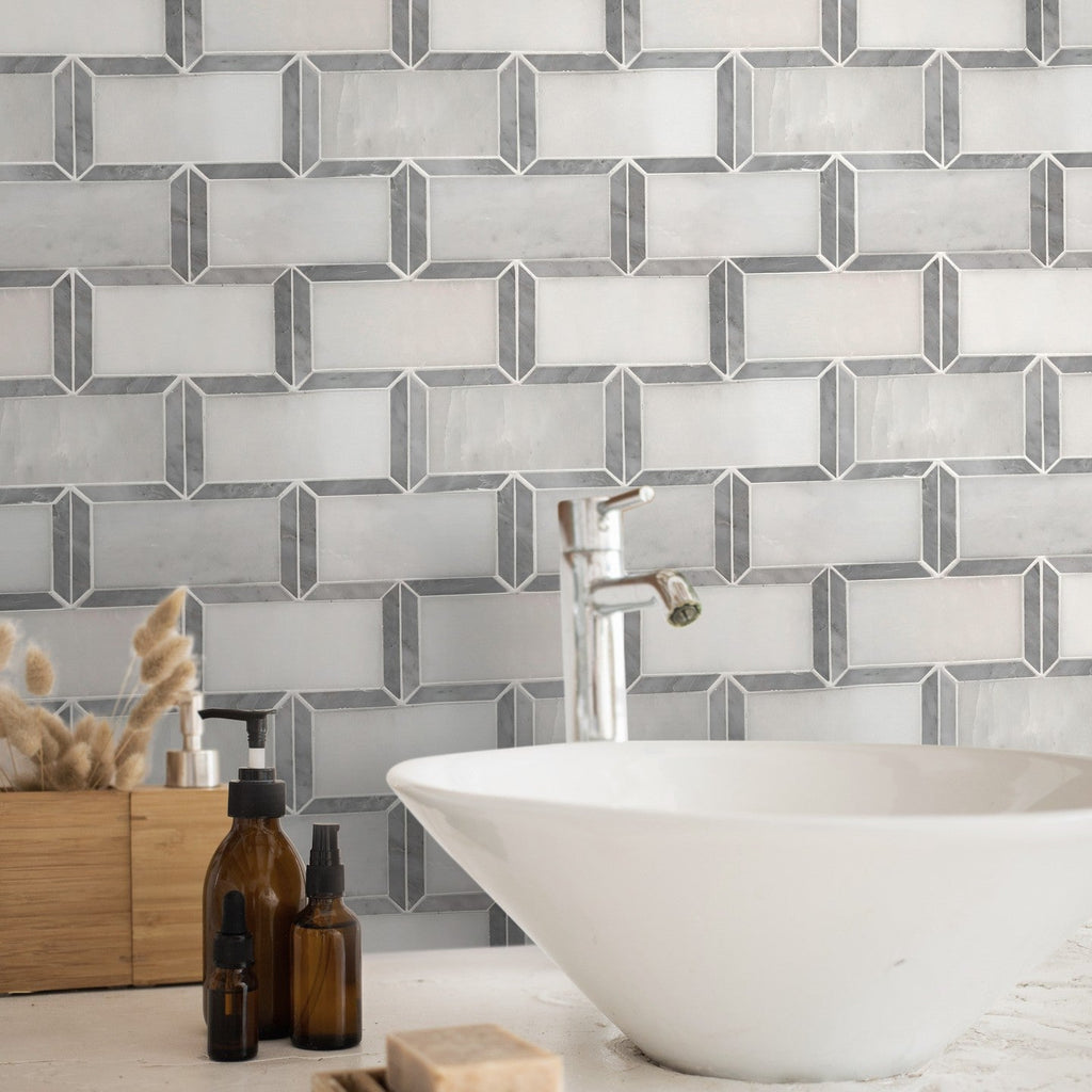 Carrara Marble Subway Mosaic Tile Bathroom Backsplash
