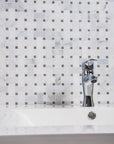 Carrara (Carrera) Venato Marble Mosaic Tile - 1x2" Basketweave Strips with Lady Gray Marble Accent Squares - Polished | TileBuys