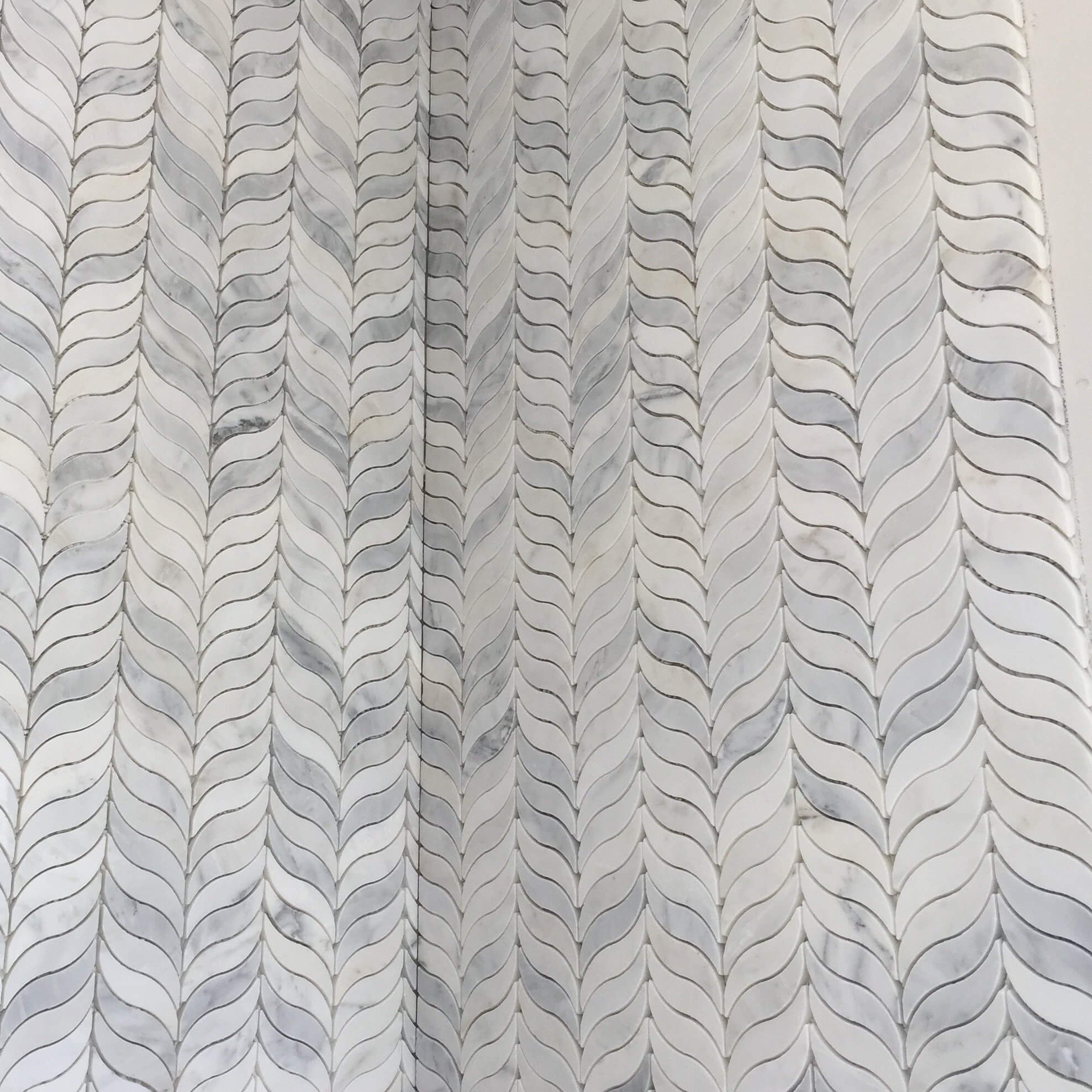 Carrara Venato Marble Feather Leaf Mosaic Tile in Mindful Grace Wings - TileBuys