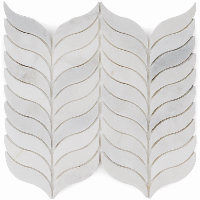 Carrara Venato Marble Mosaic Tile in Mindful Grace Wings