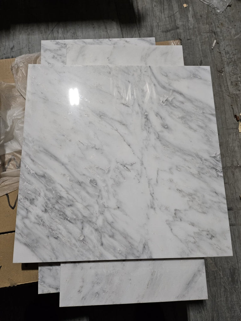 Polished Carrara Venato Marble Tiles in Various Sizes