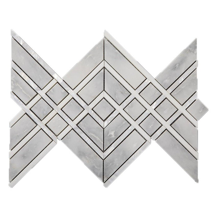 Carrara Venato, White Thassos and Mother of Pearl Mosaic Tile in Denali - TileBuys