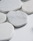 Carrara White Marble - Flat Pebble Pattern Mosaic Tiles for Bathroom Floors - TileBuys