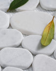 Carrara White Marble - Flat Pebble Pattern Mosaic Tiles for Bathroom Floors - TileBuys