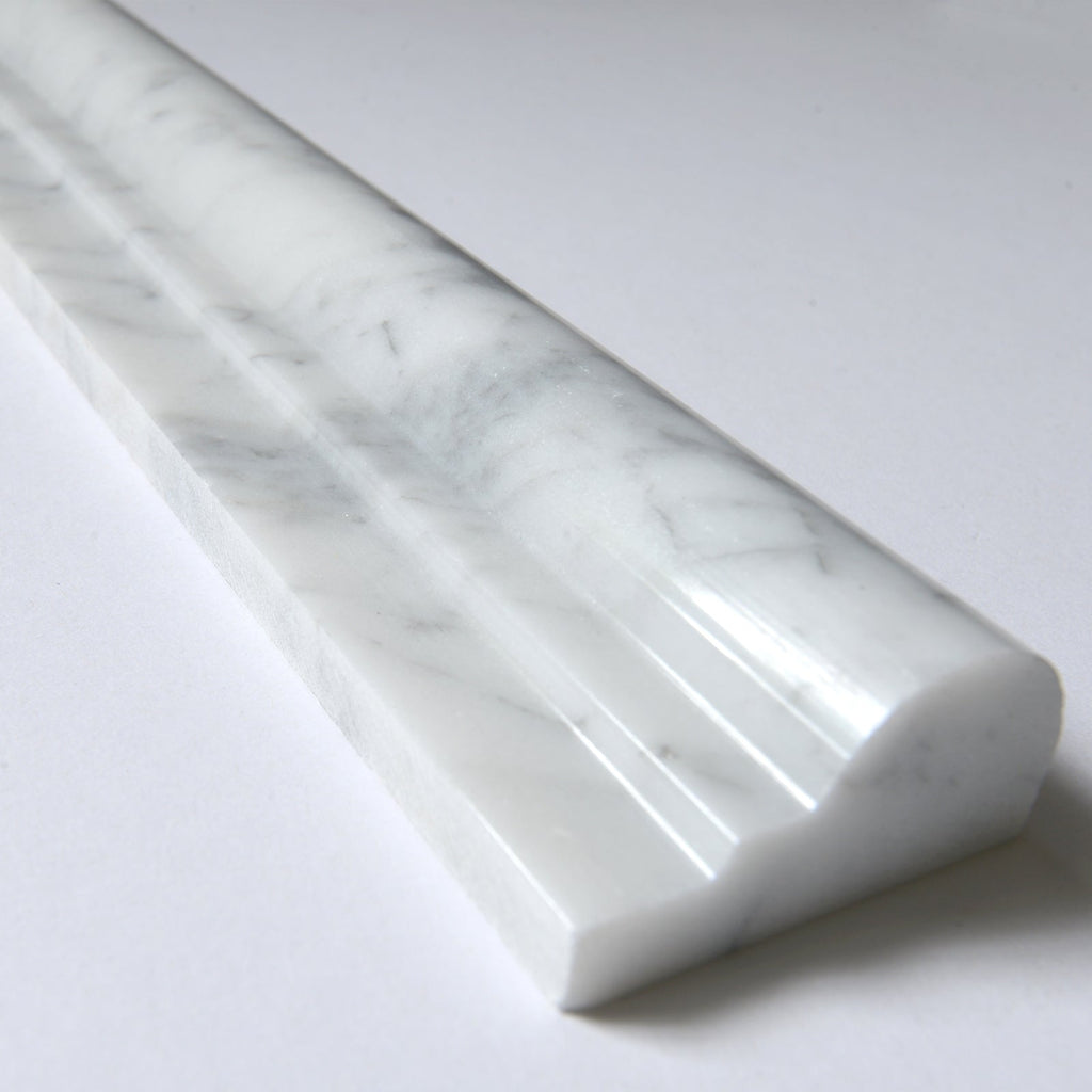 Carrara White Marble Trim Molding in Various Sizes - Polished - TileBuys