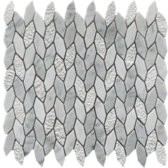 Carrara Marble Textured Leaf Mosaic Tile - Matte Finish